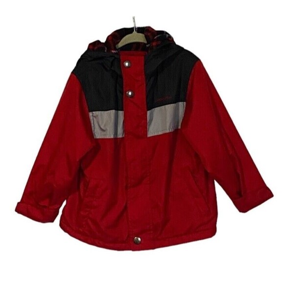 London Fog Coat Boys Size 4T Hooded Front Zip Button Jacket Inside Flannel - Picture 1 of 15